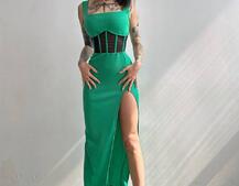 Сукня-міді  з елементами корсету   | PUSHKA SHOP