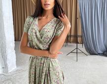 Цветочное платье-миди с широким поясом Цветочное платье-миди с широким поясом | PUSHKA SHOP