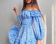 Квіткова сукня з воланами та шнуровкою по спинці | PUSHKA SHOP