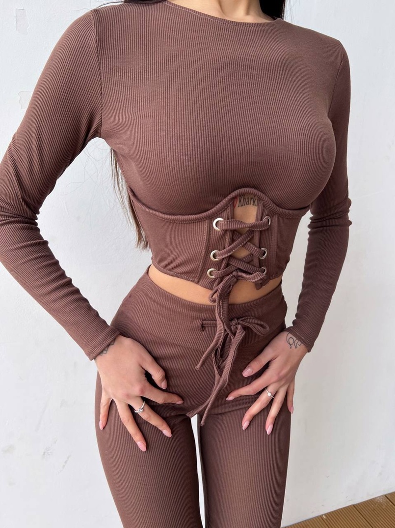 Трикотажний комплект: корсетний топ + легінси | PUSHKA SHOP