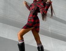 Кашемировое платье-рубашка в клетку | PUSHKA SHOP