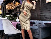 Платье-футляр из голографического трикотажа с люрексом Платье-футляр из голографического трикотажа с люрексом | PUSHKA SHOP