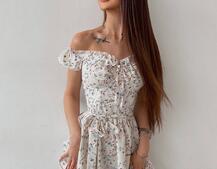 Платье мини с корсетной вставкой на талии с косточками  | PUSHKA SHOP