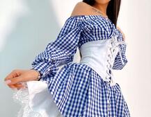 Хлопковое платье в клетку с подъюбником и корсетом из эко-кожи Хлопковое платье в клетку с подъюбником и корсетом из эко-кожи | PUSHKA SHOP