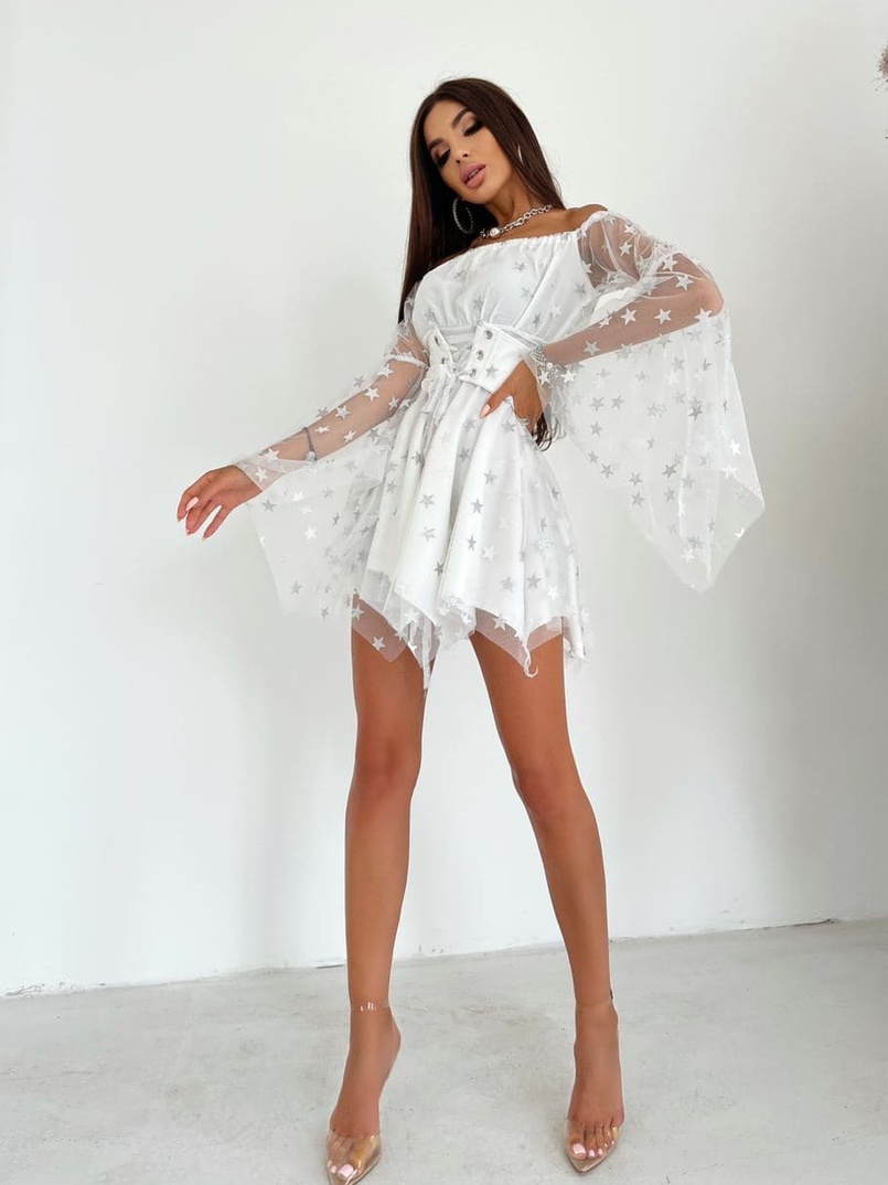 Платье с расклешенными рукавами в комплекте с корсетом  Платье с расклешенными рукавами в комплекте с корсетом  | PUSHKA SHOP