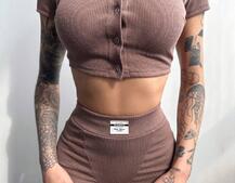 Комплект: топ на ґудзиках + велосипедки | PUSHKA SHOP