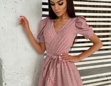 Милое платье в горошек с оборками + повязка на голову с бантом Милое платье в горошек с оборками + повязка на голову с бантом | PUSHKA SHOP