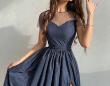 Платье-макси из сетки   с блестками  | PUSHKA SHOP