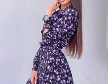 Цветочное платье-рубашка на пуговицах Цветочное платье-рубашка на пуговицах | PUSHKA SHOP