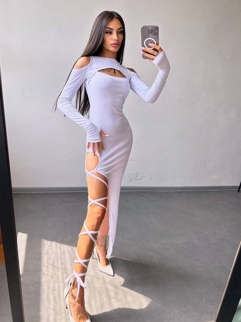 Трикотажна сукня з зав’язкою на ніжку Трикотажна сукня з зав’язкою на ніжку | PUSHKA SHOP