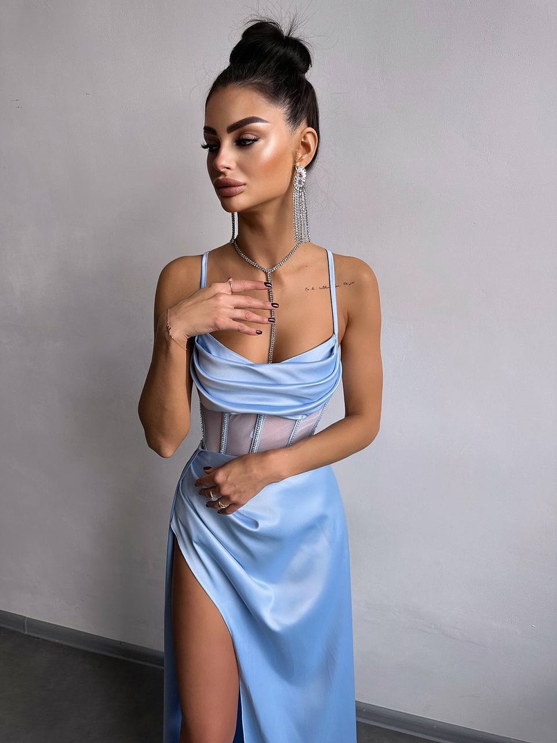 Комплект: корсет, декорований стразами + спідниця максі з драпіруванням Комплект: корсет, декорований стразами + спідниця максі з драпіруванням | PUSHKA SHOP