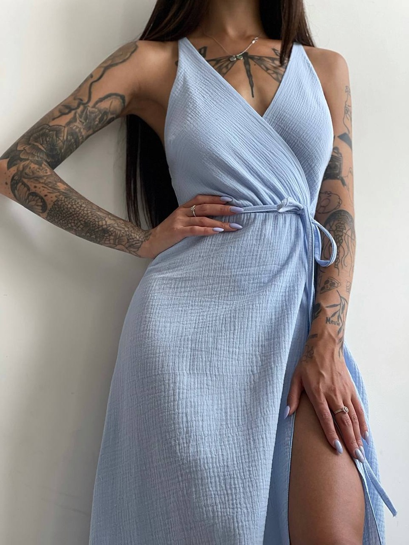 Муслиновое платье с запахом Муслиновое платье с запахом | PUSHKA SHOP