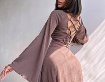 Трикотажна сукня зі шнурівкою на спинці    | PUSHKA SHOP