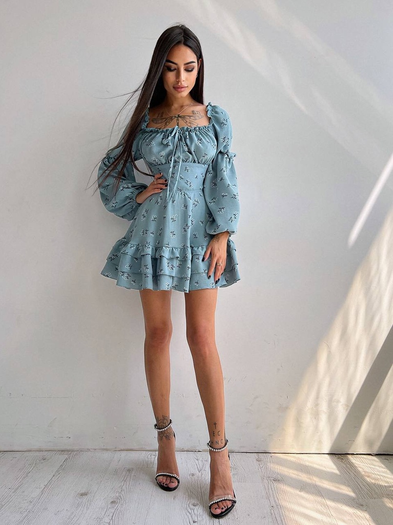 Квіткова сукня з воланами та шнуровкою по спинці Квіткова сукня з воланами та шнуровкою по спинці | PUSHKA SHOP