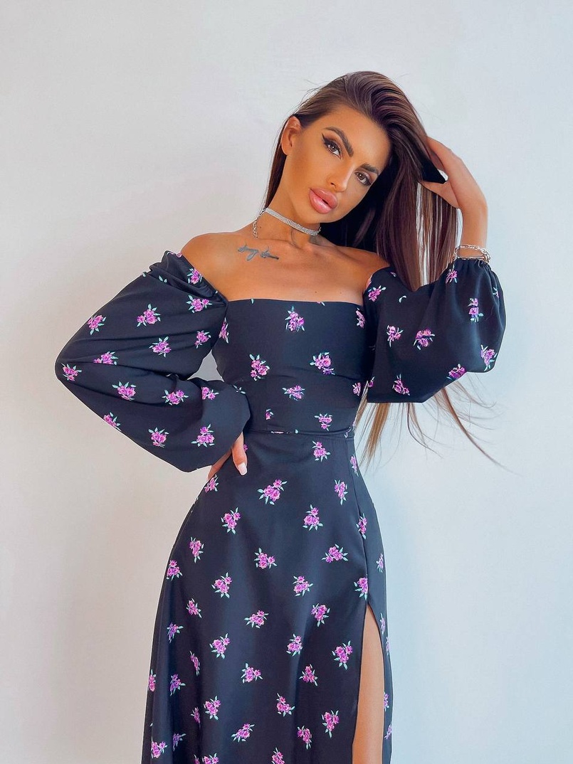 Сукня -міді зі шнурівкою на спинці та розрізом на ніжці | PUSHKA SHOP