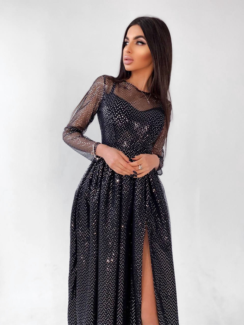 Блестящее платье-макси с голографическими блёстками Блестящее платье-макси с голографическими блёстками | PUSHKA SHOP