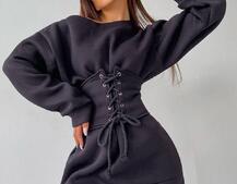 Худи на флисе + корсет на шнуровке  | PUSHKA SHOP