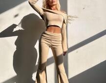 Трикотажний комплект: топ із хомутом + штани кльош | PUSHKA SHOP