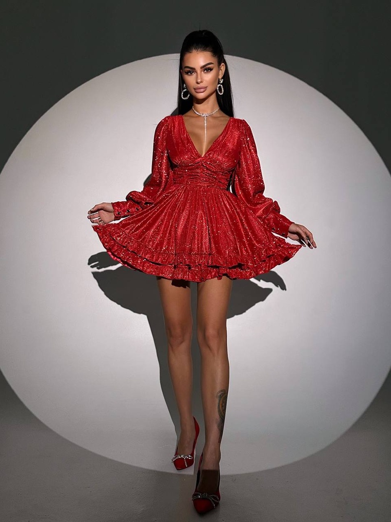 Сукня із пишною подвійною спідницею та драпіруванням  | PUSHKA SHOP