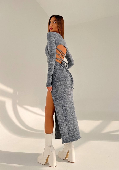 Трикотажна сукня міді зі шнурівкою на спинці | PUSHKA SHOP