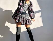 Комплект: сукня з квітковим принтом + корсет з еко-шкіри Комплект: сукня з квітковим принтом + корсет з еко-шкіри | PUSHKA SHOP