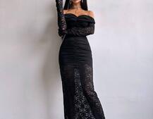 Мереживна сукня максі з драпіруванням | PUSHKA SHOP