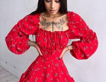 Квіткова сукня з воланами та шнуровкою по спинці Квіткова сукня з воланами та шнуровкою по спинці | PUSHKA SHOP