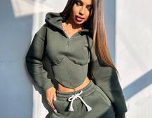 Комплект на флісі : худі з елементами корсету + штани  | PUSHKA SHOP