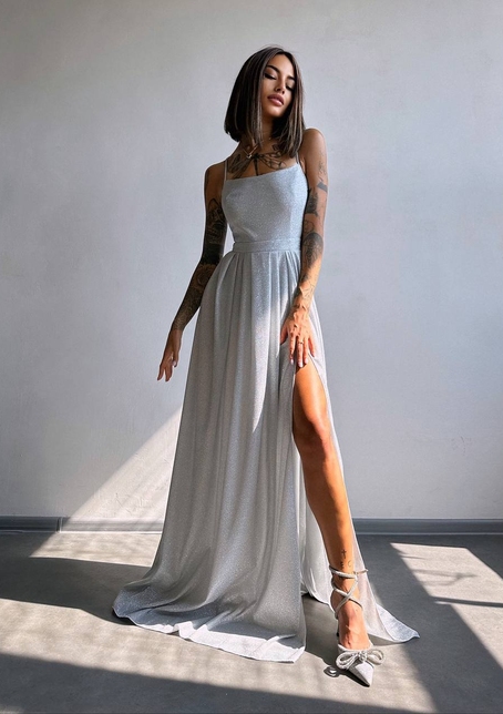 Сяюча сукня максі  зі шнурівкою на спинці | PUSHKA SHOP