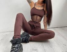 Трикотажный комплект: корсетный топ на косточках + леггинсы | PUSHKA SHOP
