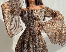 Платье с расклешенными рукавами с ассиметричной юбкой + корсет из эко-кожи Платье с расклешенными рукавами с ассиметричной юбкой + корсет из эко-кожи | PUSHKA SHOP