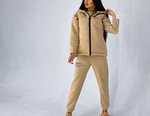 Бежевый комплект тройка: Свитшот, джоггеры и желетка | PUSHKA SHOP