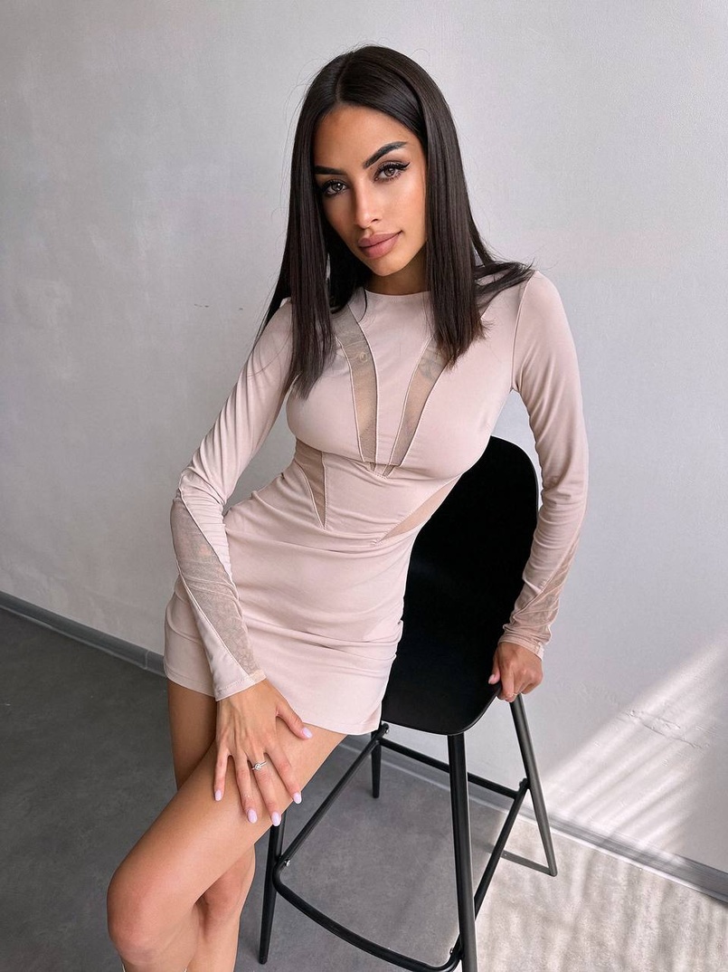 Сукня міні із вставками сітки  | PUSHKA SHOP