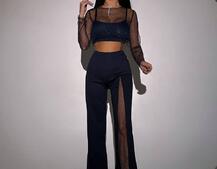 Комплект: топ + штани із сіткою зі стразами  | PUSHKA SHOP