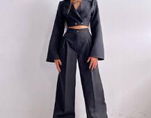 Брючный костюм с широкими штанами  | PUSHKA SHOP