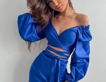 Шелковый комплект: топ с завязками на талии + юбка миди с разрезом  | PUSHKA SHOP