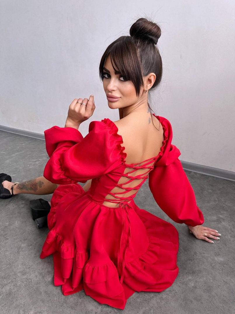 Сукня з воланами та шнурівкою  по спинці Сукня з воланами та шнурівкою  по спинці | PUSHKA SHOP