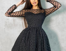 Платье мини в горох с пышной юбкой  Платье мини в горох с пышной юбкой  | PUSHKA SHOP