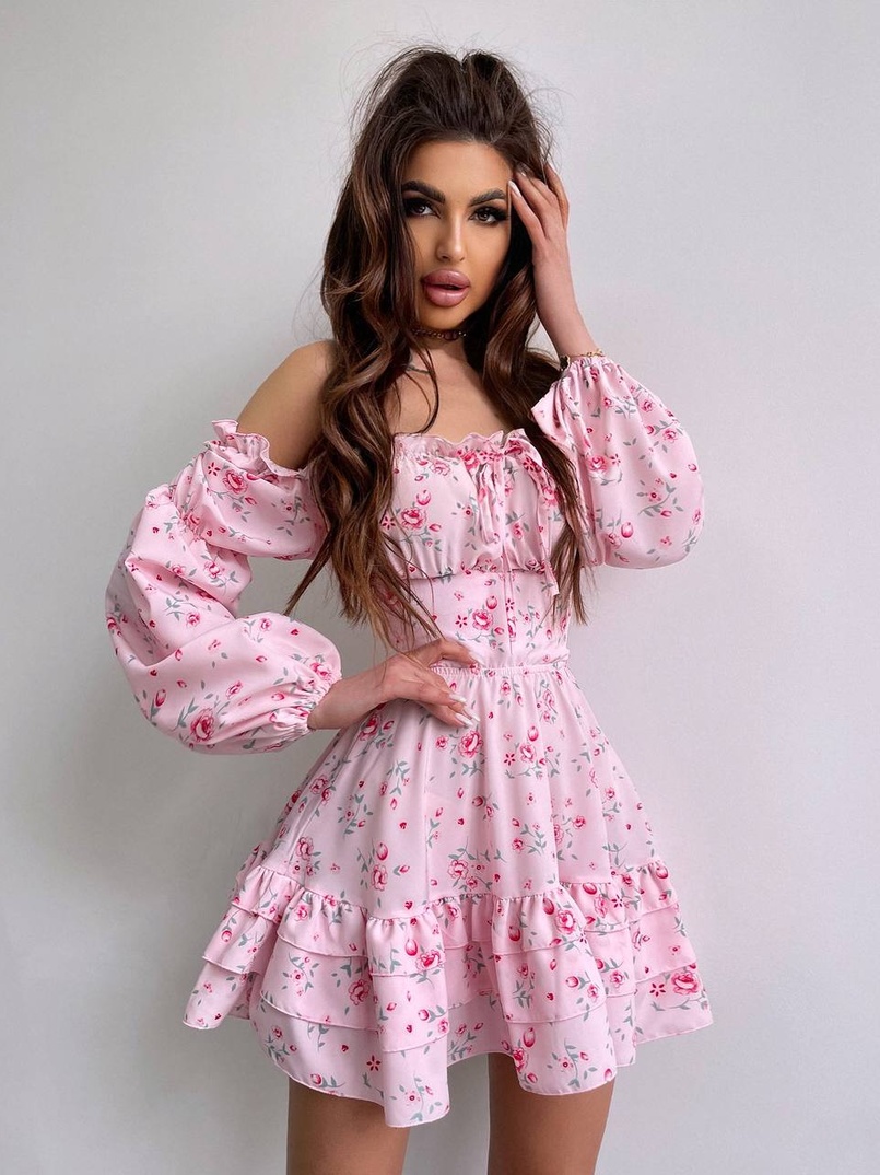 Квіткова сукня з воланами та шнуровкою по спинці Квіткова сукня з воланами та шнуровкою по спинці | PUSHKA SHOP