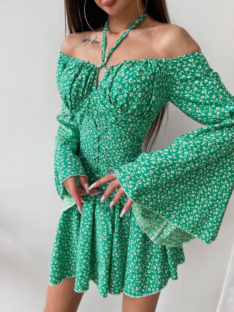 Комплект: платье с расклешенными рукавами + корсет  | PUSHKA SHOP