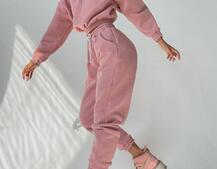 Тёплый базовый костюм на флисе с объемными капюшоном  Тёплый базовый костюм на флисе с объемными капюшоном  | PUSHKA SHOP