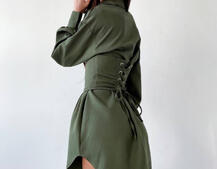 Платье-рубашка с корсетом на косточках со шнуровкой Платье-рубашка с корсетом на косточках со шнуровкой | PUSHKA SHOP