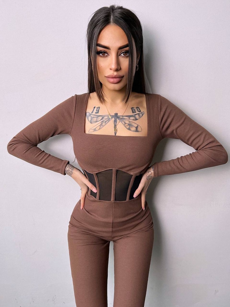 Облягаючий трикотажний комбінезон з елементами корсету  | PUSHKA SHOP