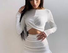 Трикотажный комплект: топ + юбка со сборкой   | PUSHKA SHOP