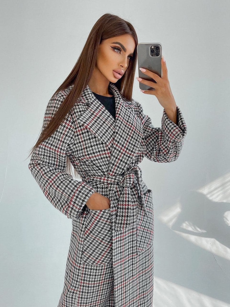 Кашемировое пальто в клетку на подкладке Кашемировое пальто в клетку на подкладке | PUSHKA SHOP