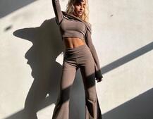 Трикотажний комплект: топ із хомутом + штани кльош | PUSHKA SHOP