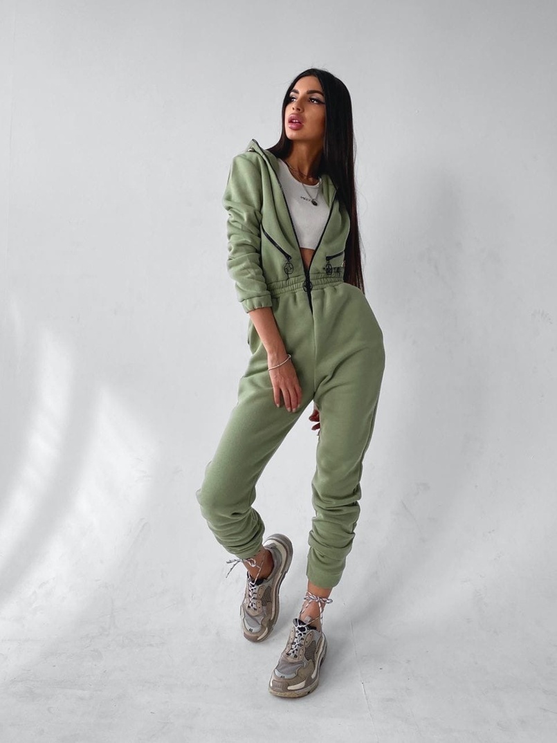 Стильный комбинезон декорированный молниями  | PUSHKA SHOP