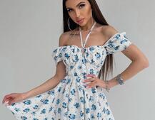 Платье с завязками на груди в цветочный принт | PUSHKA SHOP