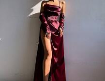 Комплект: корсет з рукавичками + спідниця максі з драпіруванням   | PUSHKA SHOP