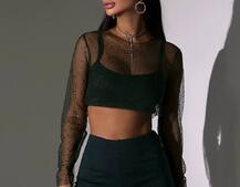 Комплект: топ + штани із сіткою зі стразами  | PUSHKA SHOP